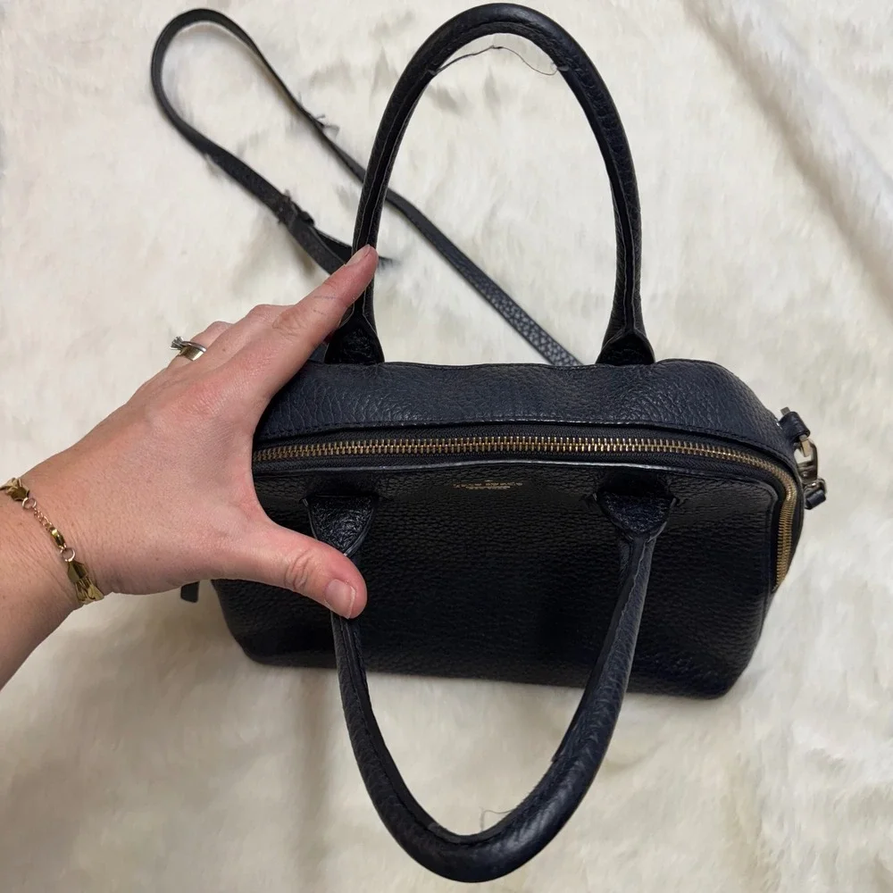 Kate Spade Black‎ Pebbled Leather Dome Satchel Crossbody Bag Top Handle Purse
